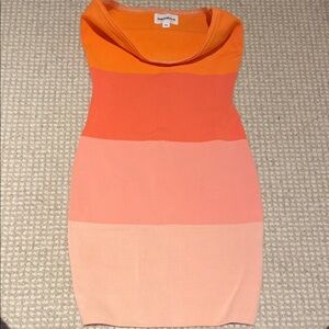 superdown Orange and Pink Colorblock Mini Dress